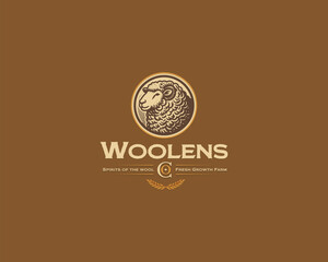 wool sheep farm livestock logo template