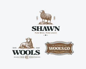 wool sheep farm livestock logo template