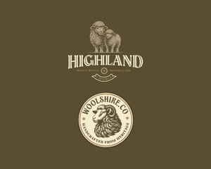 wool sheep farm livestock logo template