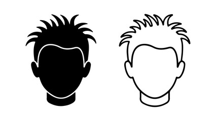 Male head with spiky hair with transparent background