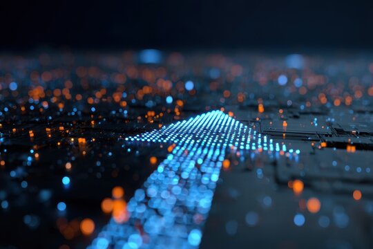 Electronic Arrow Rising Upward Representing Technology Growth and Progress - Powered by Adobe