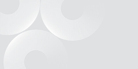 Abstract white glowing geometric lines on gray background. Modern shiny blue circle lines pattern. Futuristic technology concept. Suit for cover, poster, eps10