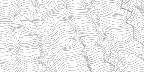 Obraz premium Monochrome Wave Flow Abstract Topographic Map Contour Lines Vector Background