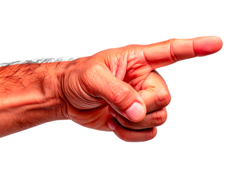 Photorealistic hand pointing index finger forward