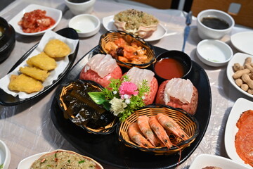 Korean style raw fish. Sashimi