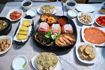 Korean style raw fish. Sashimi