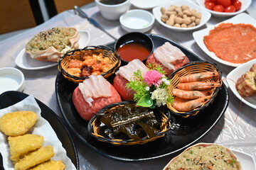 Korean style raw fish. Sashimi