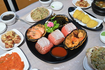 Korean style raw fish. Sashimi