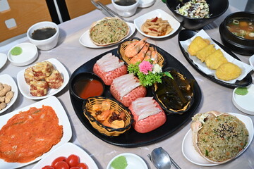 Korean style raw fish. Sashimi