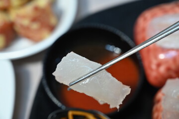 Korean style raw fish. Sashimi