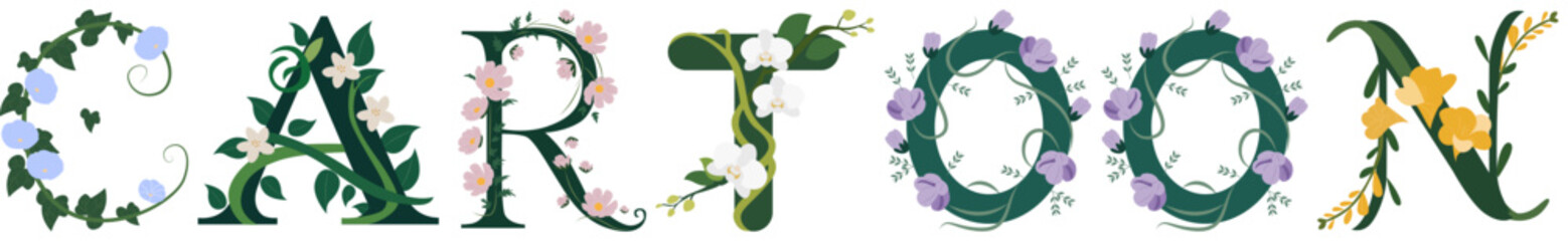 CARTOON, Elegant Floral Alphabet Art Design