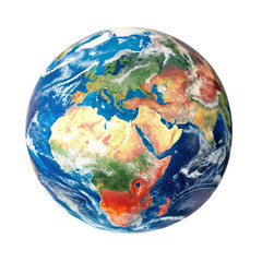 Earth globe showing continents and oceans isolated on transparent background