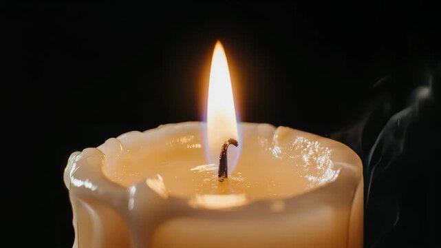 A beautiful macro slow-motion shot of a candle flame. The different temperature zones and invisible convection currents are made visible in this scientific view.