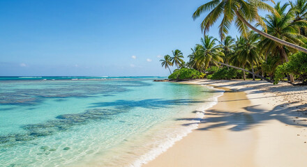 Tropical Beach with Palm Trees and Clear Water