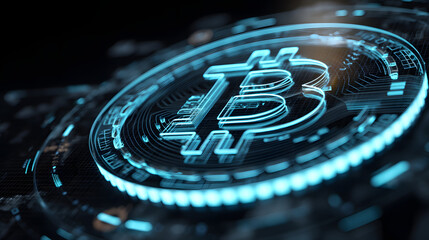 Bitcoin Brilliance: A glowing, futuristic rendition of the Bitcoin symbol, representing the cutting-edge digital currency and the innovation behind it. 