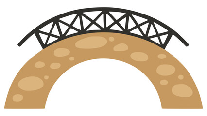 arched stone bridge building city decoration flat color vector illustration template design