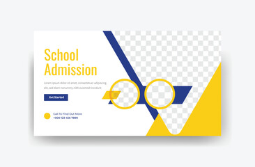 school admissions thumbnail design, back to school banner template 