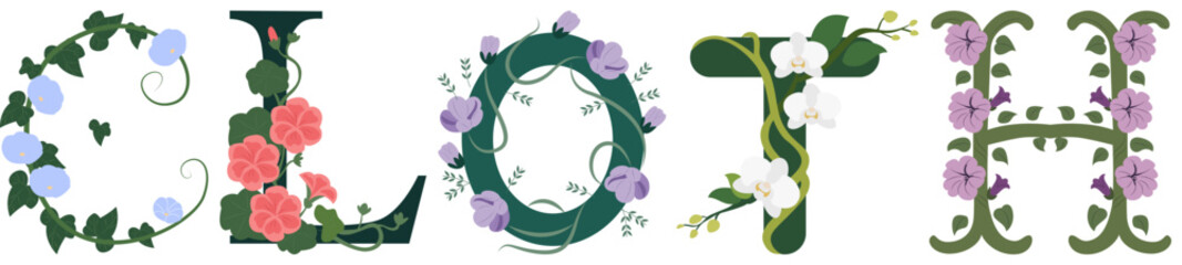 CLOTH, Classic Floral Alphabet Wall Print