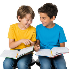 Children Collaborating with Notebooks in Study Session