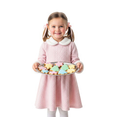 Child Holding Tray of Christmas Cookies