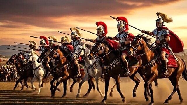 Roman Cavalry Charge in Golden Light