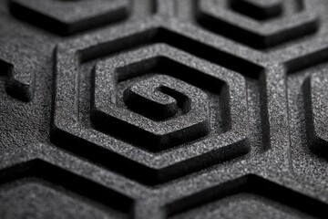 Textured dark gray material with hexagonal swirl pattern