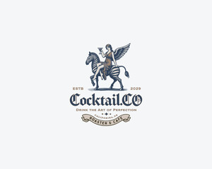 goddess angel drink cocktails on the zebra logo template for cafe and bar