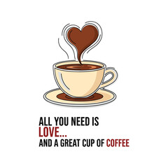 Coffee cup with heart shaped steam saucer