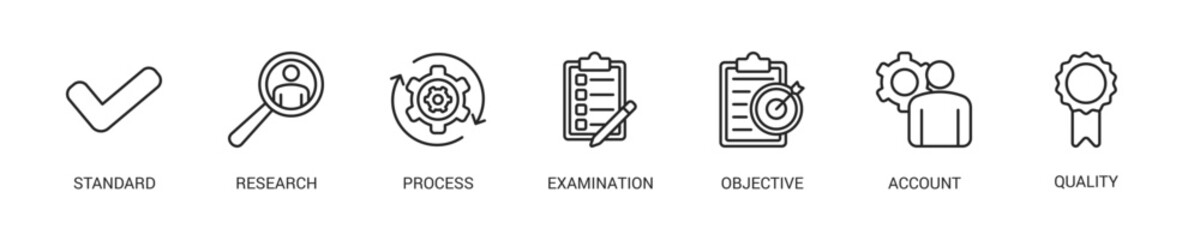 Fototapeta premium Audit Line Icon Set For Web Banner. Vector Illustration Concept With Some Icons. Designed In Line Style