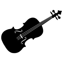 Obraz premium Silhouette of violin musical instrument. Classical string music illustration, orchestral performance and art symbol isolated on white background