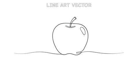 Simple hand drawn apple outline art minimalist fruit drawing
