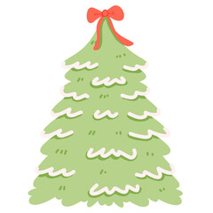 Pastel Christmas Trees with Bows — Holiday Illustration Coquette Christmas Girly Festive Tree