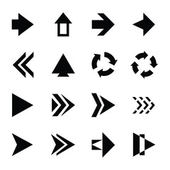 Collection of various arrow shapes and directions icons set