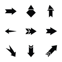 Collection of simple black arrows pointing in different directions