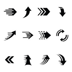 Collection of diverse arrow icons showing direction and movement