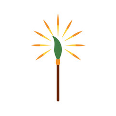 Single sugar cane stalk with sunrise rays logo design