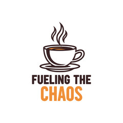 Obraz premium Hot coffee cup with steam and text beverage