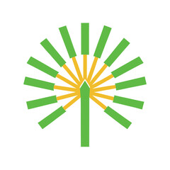 Sugar cane bundle radial growth line art banner