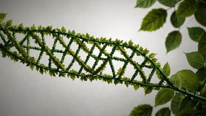 Naklejka premium Green plant shaped as DNA helix on light background