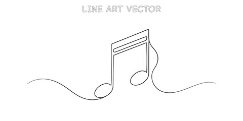 Obraz premium Continuous line art drawing of a music note