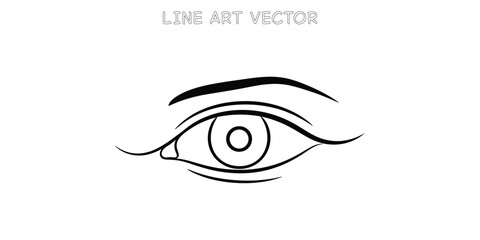 Simple line drawing of a human eye and eyebrow
