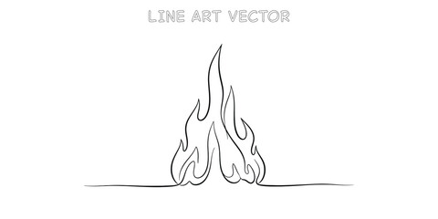 Simple line art fire flame illustration for design