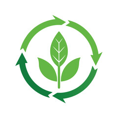 Sugar cane leaf with eco circle arrows and color palette