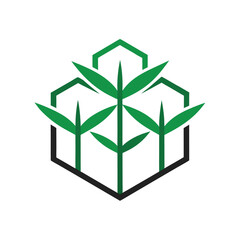 Digital hexagon arrangement of sugar cane plant illustration