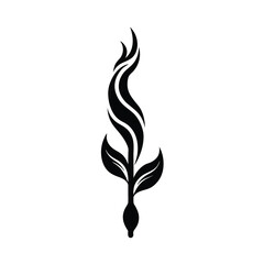 Stylized sugar cane sprout flame swirl design