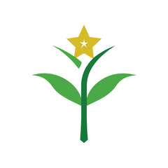 Sugar cane sprout star petal emblem design