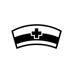 Classic black and white icon of a traditional nurse's or midwife's cap. This simple, universally recognized symbol represents professional healthcare, compassionate service