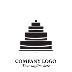 Delicious Cake Icon Symbol in Black on White Background with Sweet Minimalist Modern Design