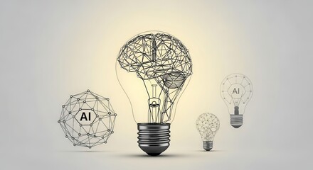 Conceptual Illustration Showcases Artificial Intelligence Represented By Interconnected Lightbulbs