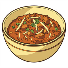 Illustration of a bowl of curry, top view